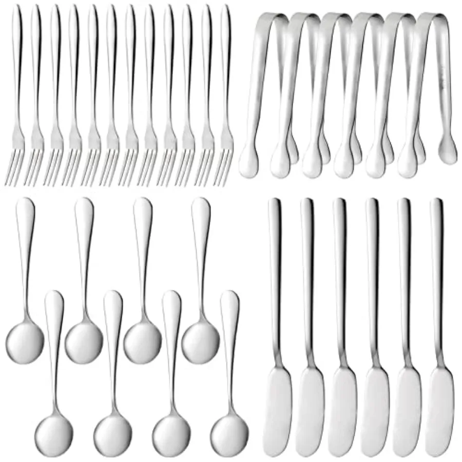 

32 Pieces Cheese Butter Spreader Knives Set for Charcuterie Boards Stainless Steel Serving Utensils with Mini Tongs Spoons and