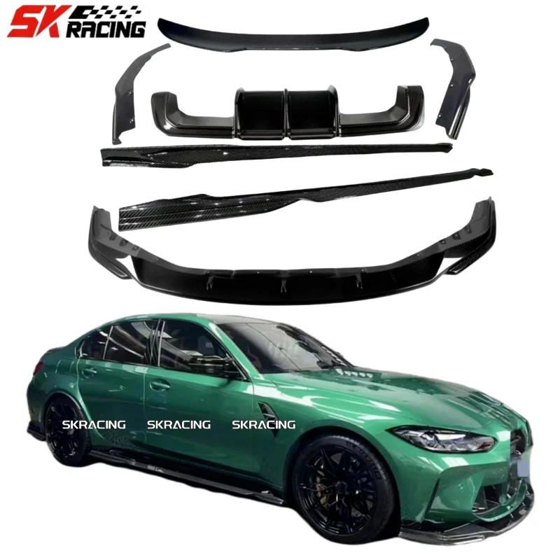 New Style Dry Crabon Fiber Front Rear Lip Side Skirts Wing Bodykit For BMW G80 G82 M3 M4 2021-2023