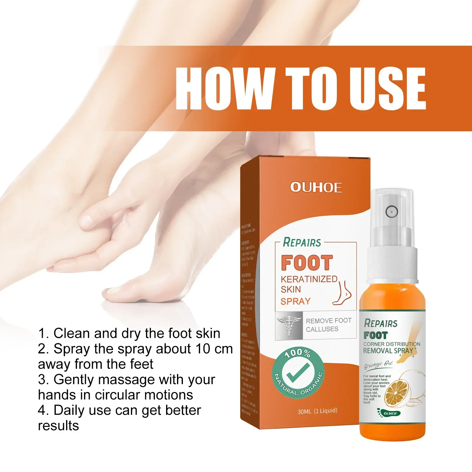 Foot Exfoliating Spray Calluses Repair Hands Dead Skin Removal Anti Drying Crack Heel Whitening Moisturizing Feet Peeling Spray