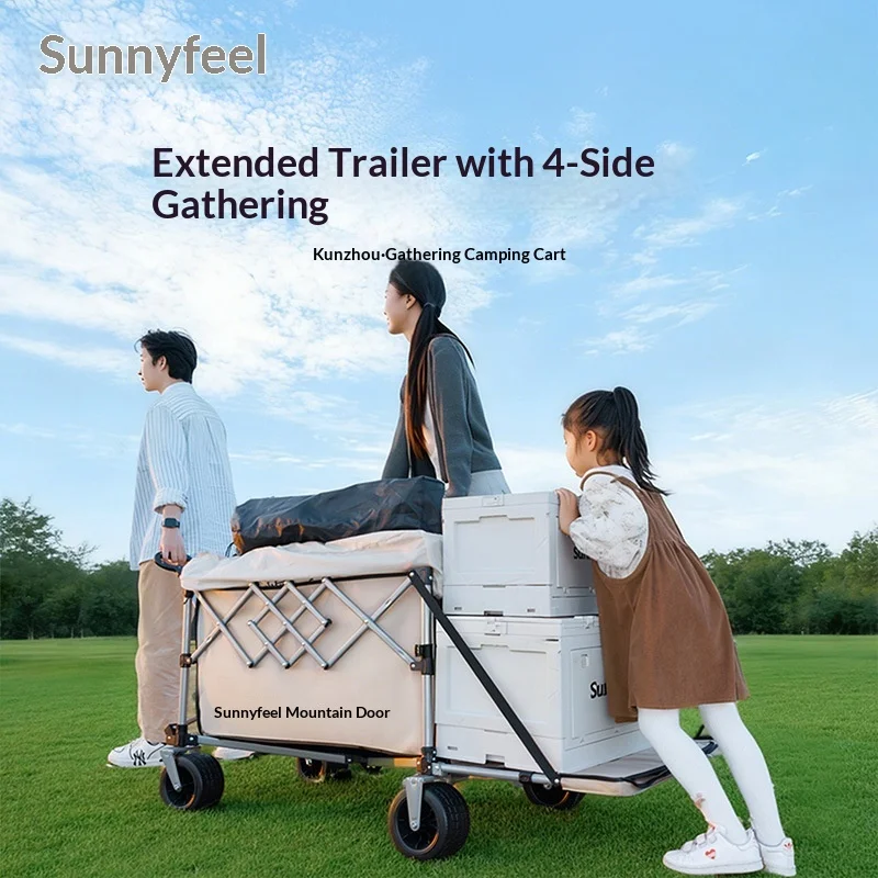 

Collapsible Folding Camping Wagon Trolley Portable Heavy Duty Large Capacity Outdoor Utility Cart Rear Access Storage Carro
