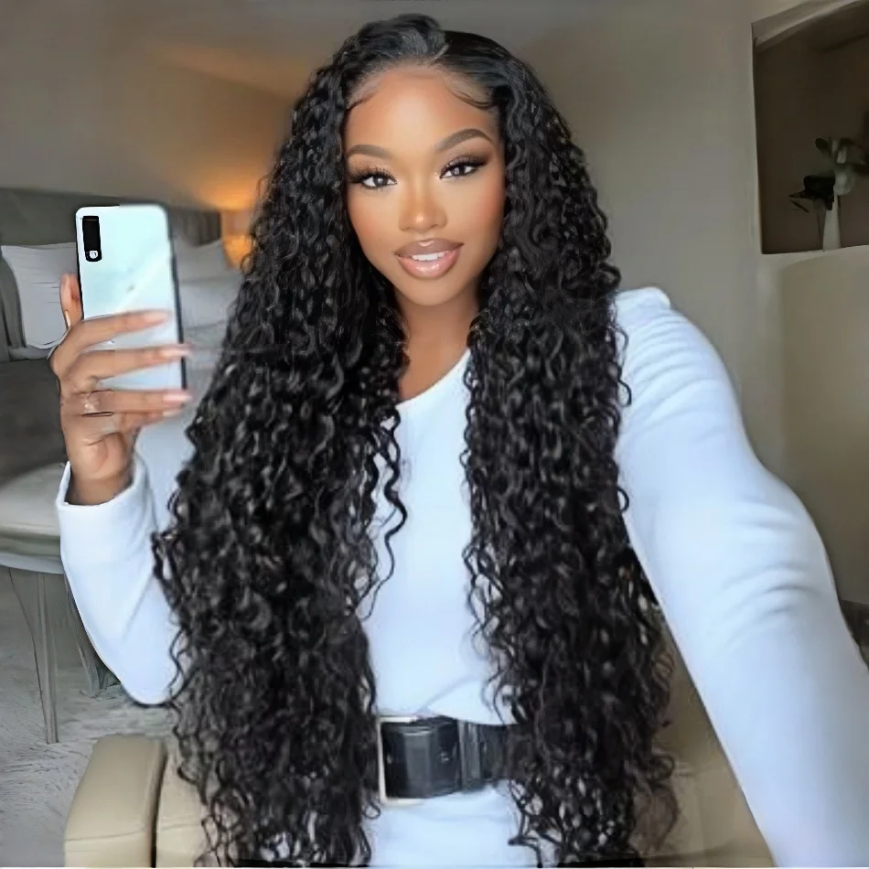 

Парик с HD-кружевной передней частью 13X4/13X6, глубокая волна, для бразильских женщин, из натуральных кудрявых волос, глубокая водная волна, 30-40 дюймов