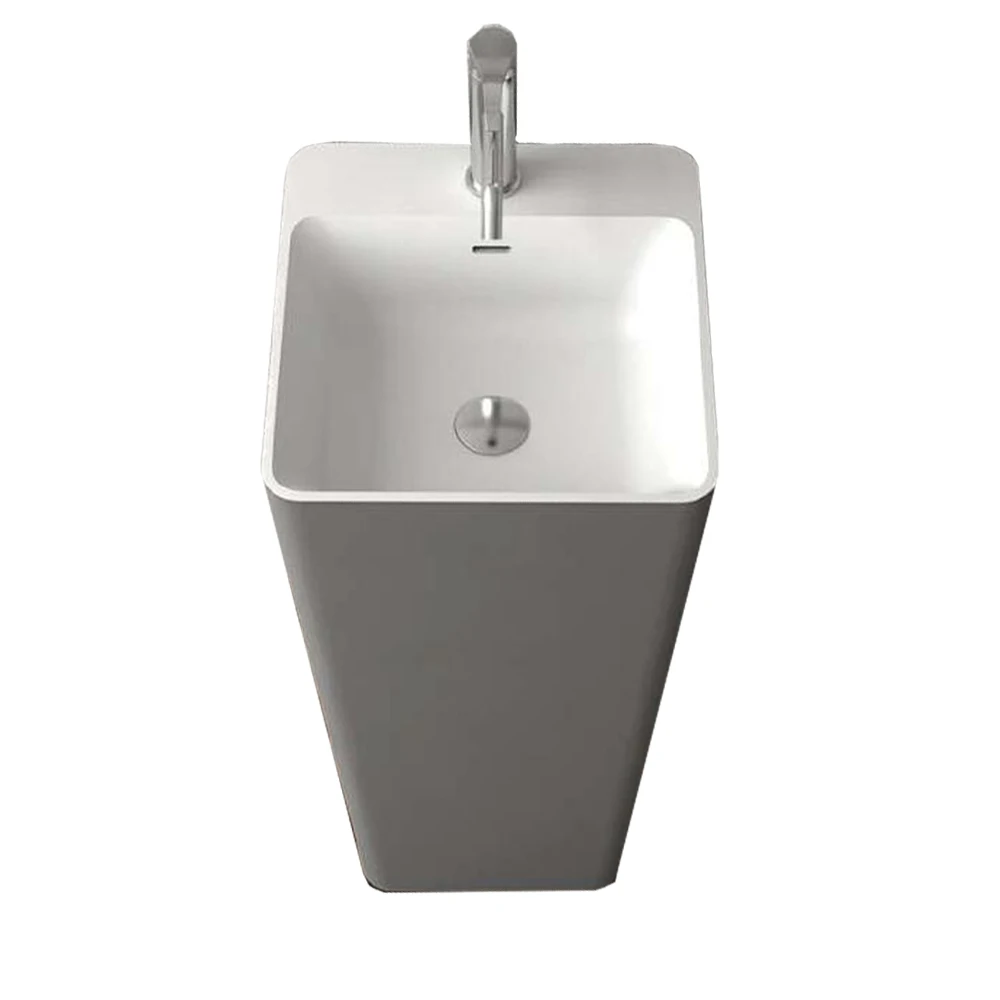 

Bathroom Corian Pedestal Wash Basin Freestanding Solid Surface Stone Cloakroom Vanity Floor Mounted Sink RS38478A