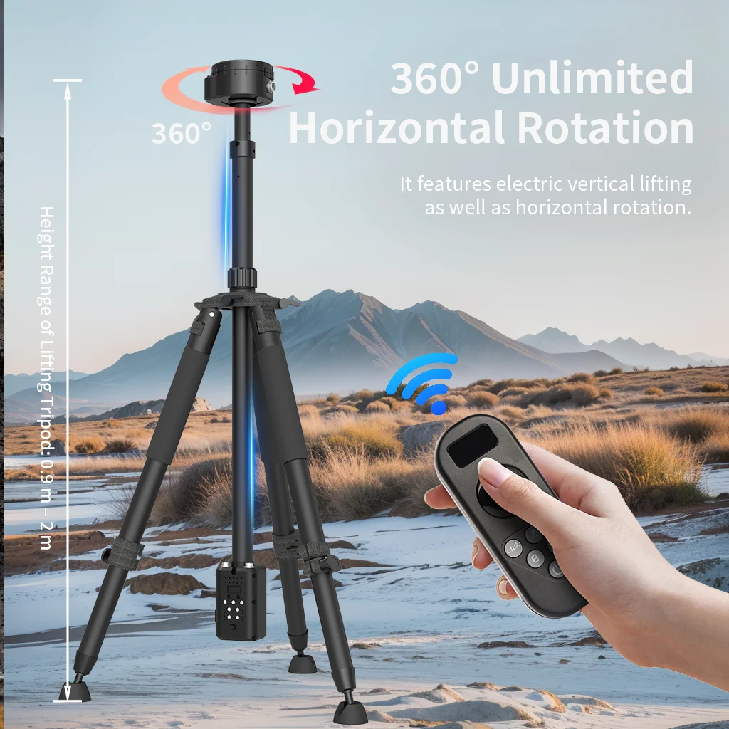 Newest Photography RTP500 Remote-controlled Electric Dual-axis Professional Aluminum Tripod 360 Horizontal Rotation Surveying 2
