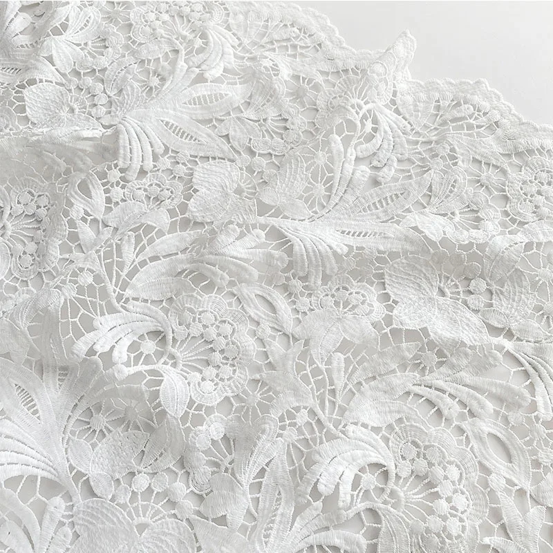 

Pure White Hollowed Out Embroidery Flower Water-soluble Lace Fabric Women's Dress Skirt Cheongsam Fabric