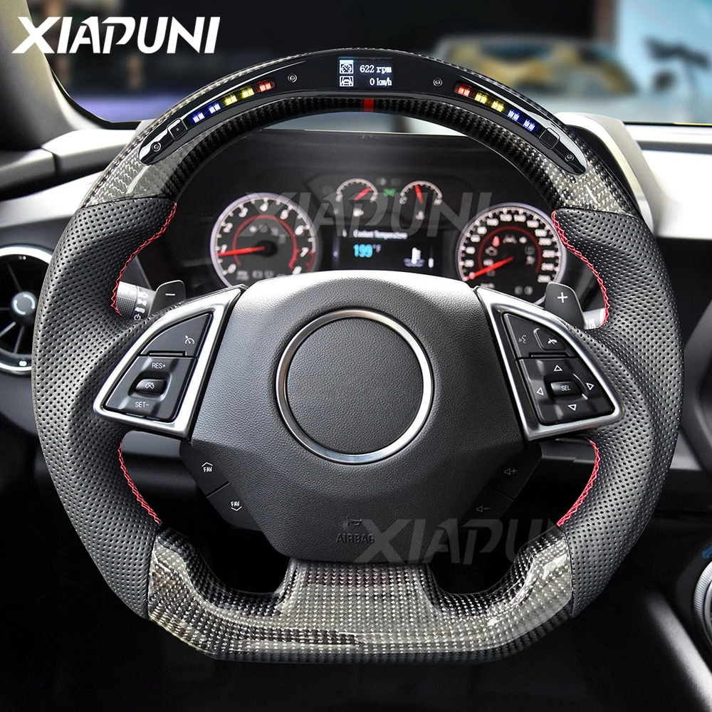 Fit For Chevrolet Steering Wheel Corvette Camaro SS ZL1 RPM LED Customized Carbon Fiber Racing Wheel 2016-2022 Model