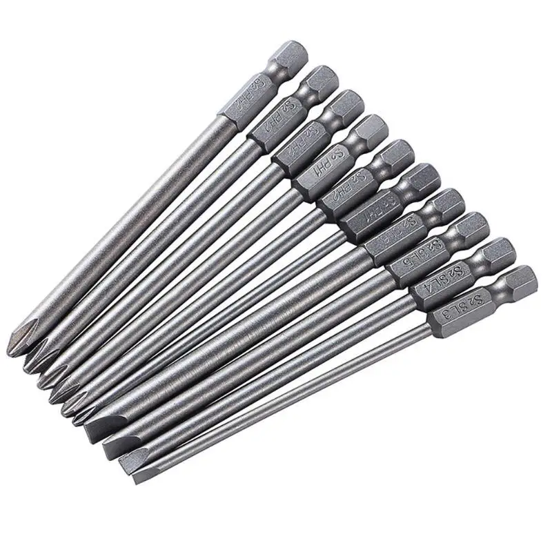 

New 10Pcs/Set 100Mm Alloy Steel S2 Slotted Phillips Screwdriver Bits Straight Cross Head Batches Screwdriver Set