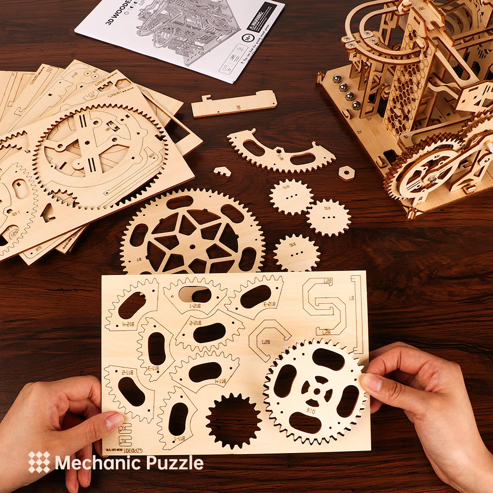 3D drewniane Puzzle DIY marmurowy zestaw klocki do budowy do biegania Model edukacji dekoracja biurka Puzzle zabawki prezenty urodzinowe dla nastolatków dorosłych