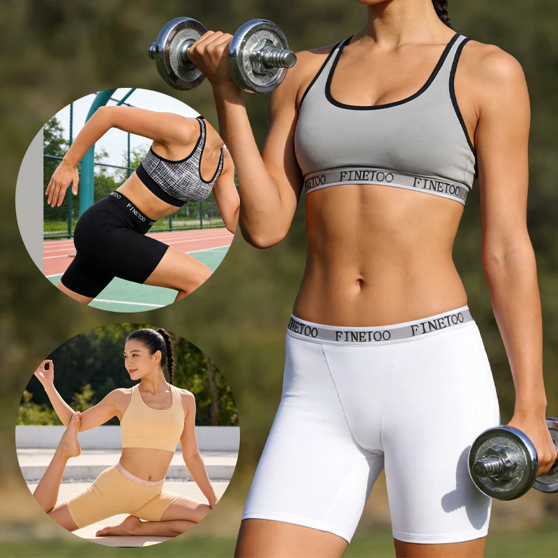 FINETOO 2Pcs/Set S-XXL Cotton Safety Sports Underpants Seamless Elastic Yoga Pantys Comfortable Boyshorts Female Outside Panties - Image 3
