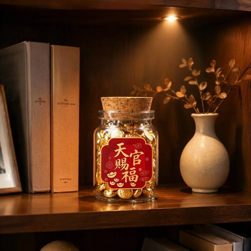 Golden Beans Wishing Bottle Delicate Transparent Glass Glass Drift Bottle Shiny Golden Beans Refined Look Wish Bottle Ornament