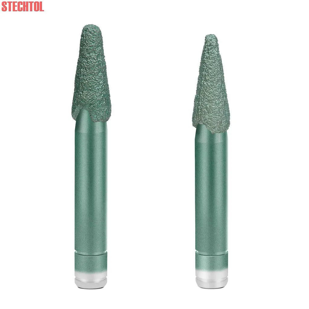 14-16mm 다이아몬드 도구 CNC 화강암 조각 라우터 비트 스톤 밀링 커터 3D 조각 V 자형 테이퍼 볼 코 엔드밀 3pc