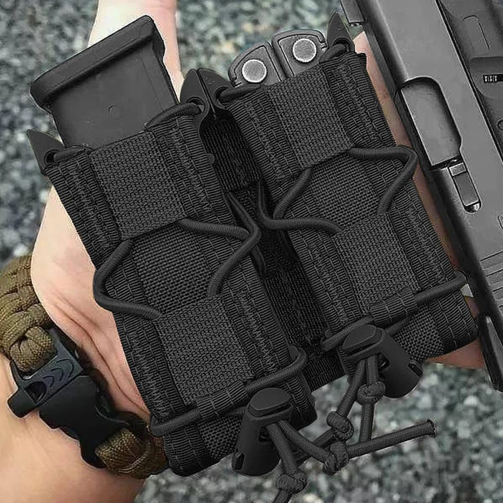 Tactical 9mm Magazine Pouch Hunting Single Magazine Bag Outdoor Molle Flashlight Pouch Torch Holder Hunting Knife Holster Bag