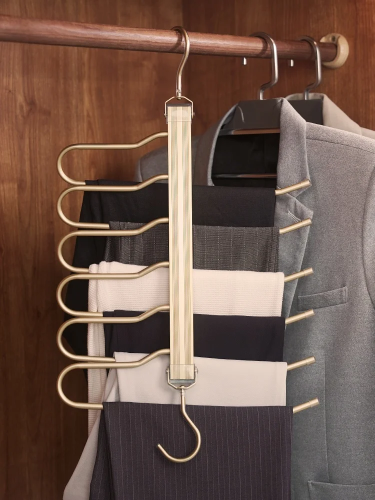 

Multi-Functional Pants Hanger Space Saver No-Trace Multi-Layer Pants Hanging Closet Organizer Metal Clothes Storage Ra