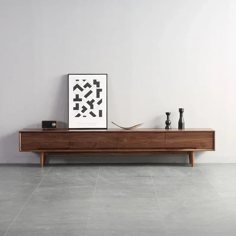 Black walnut all solid wood white oak coffee table TV side cabinet log locker simple modern storage cabinet