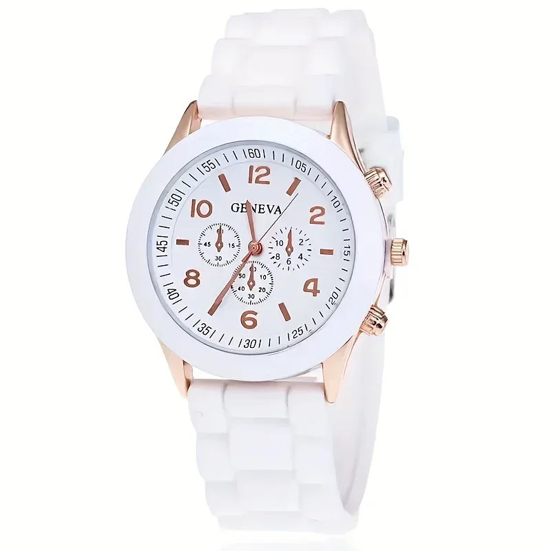 1PC Stylish Round Pointer Quartz Watch Triple Dial Silicone Watchband Sports Wristwatch For Women And Men Ideal choice for Gifts