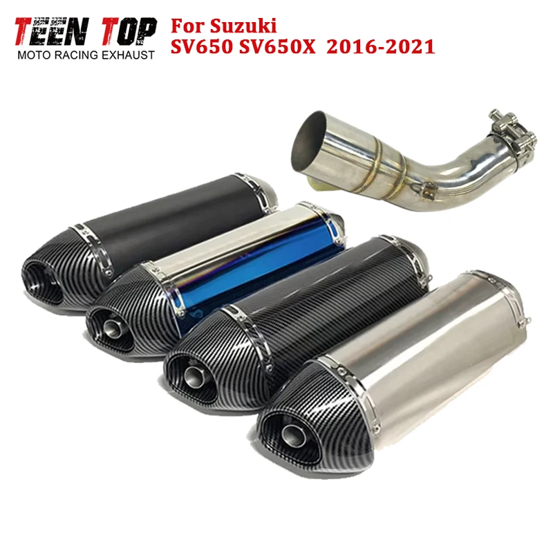 

For SUZUKI SV650 SV650X Slip-on Exhaust SV650 Motorcycle Exhaust Pipe 420mm Racing Elbow Muffler SV650X Escape Moto Stainless