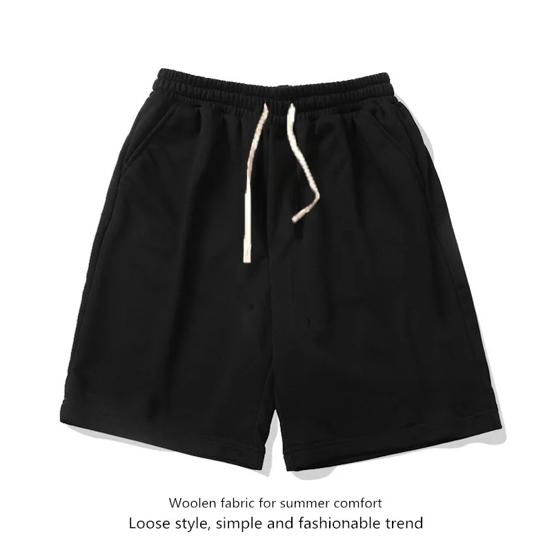 Solid Color Sports Pants Shorts Men's Summer Plus Straight Tube Black Loose Casual Knitted Men's Running Basketball Pants