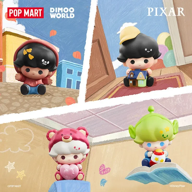 POP MART POP BEAN DIMOO WORLD PIXAR Series Mini Boneco Caixa Surpresa Decoração de Mesa Modelo Fofo Presente Brinquedos em Caixa Surpresa