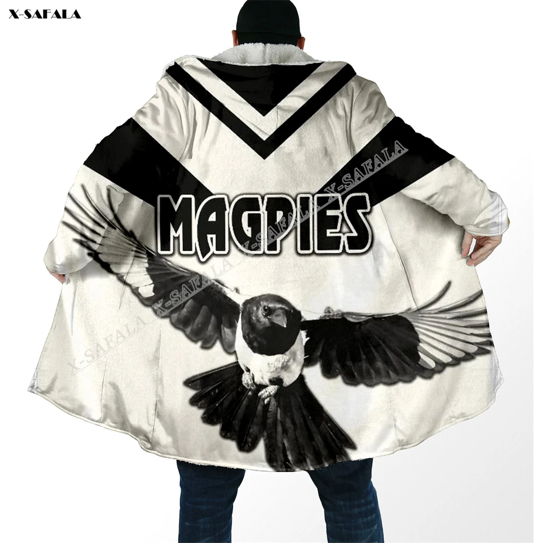 Australia Rugby Raider Cowboy Dragon Bears Magpie 3D Printed Overcoat Hooded Blanket Coat Fleece Men Female Cloak