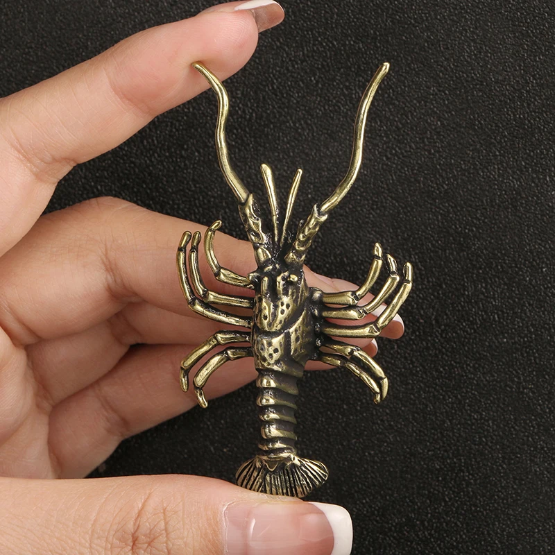 1PC Brass Artificial Lobster Miniature Figurines Vintage Ornament Fish Tank Landscaping Ornaments Office Desktop Decor Ornament
