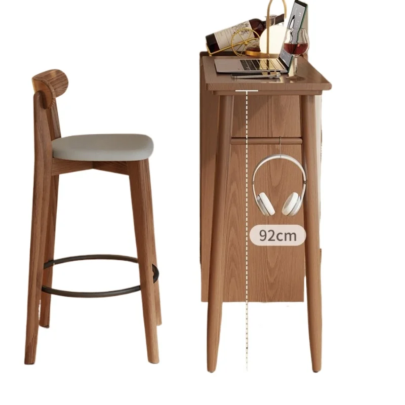 

Solid wood retractable bar table, small apartment open living room, very narrow light luxury high-footed balcony