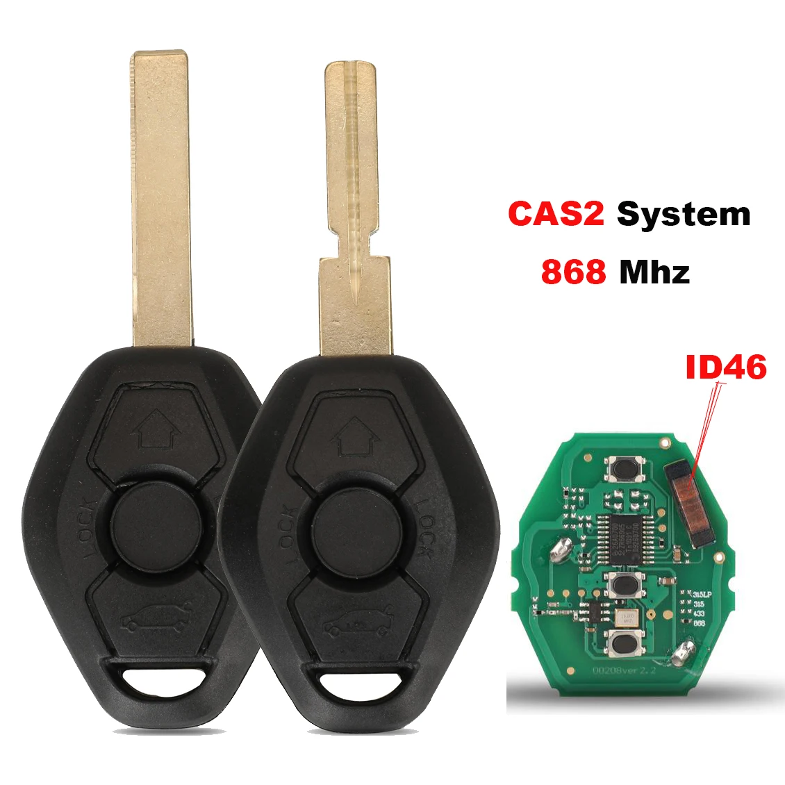 Jingyuqin Control de carcasa de llave remota de coche para BMW serie 3/5/7 sistema CAS2 868Mhz con Chip ID46 hoja HU58 HU92