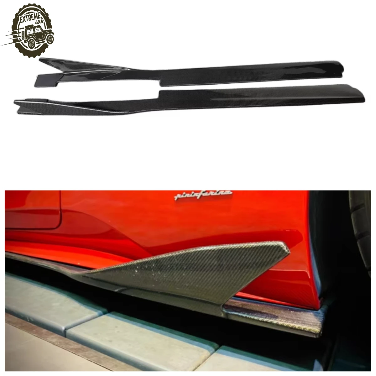 

High Quality V-Style Carbon Fiber Side Skirt Body Kit Used for Ferrari 458 Upgrade Exterior Accessories