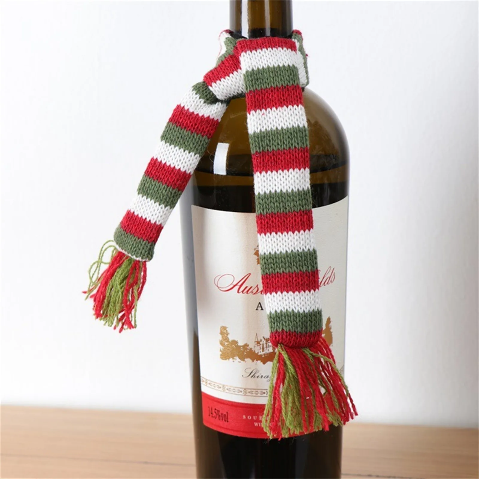 2024 2pcs Wine Bottle Set Christmas Decor Santa Scarf Christmas Flatware Holder Xmas Wine Bottle Holder Santa Hats Bottle Rack