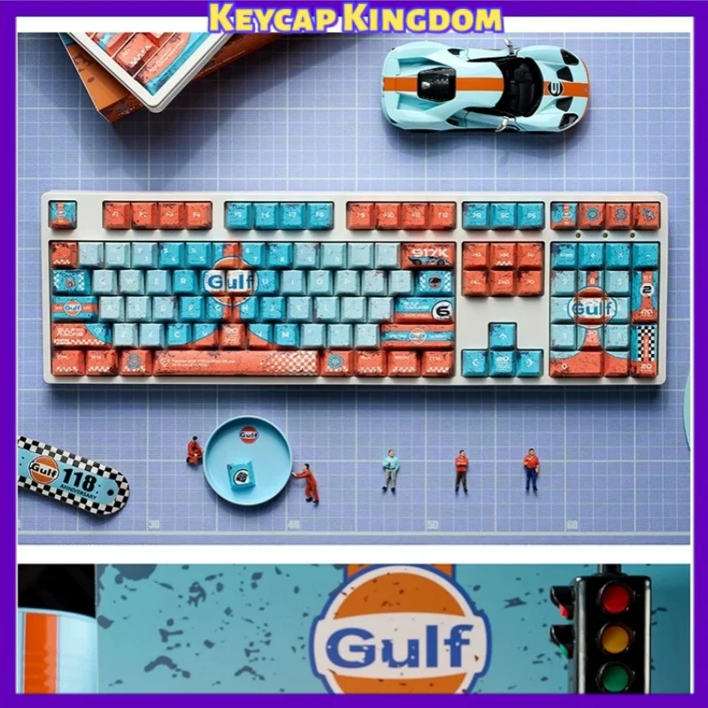 Original FIA WSC PS 917K Iconic Gulf Oil Live Themed Custom Keycaps Mechanical Keyboard Cherry Weathered Live PBT Keycaps Gift