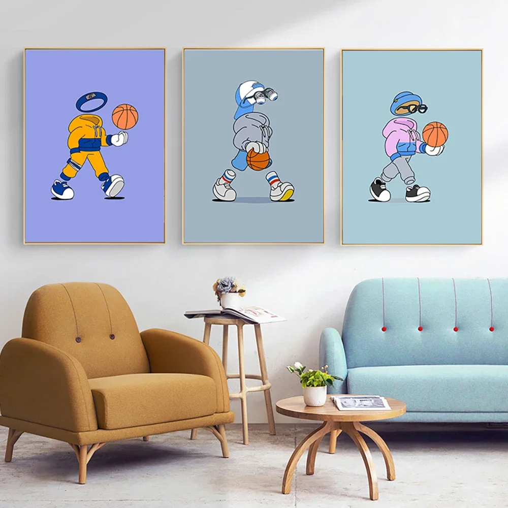 Modern Cartoon Wall Art Basketball Star Abstract Colorful HD Canvas Poster Print Home Bedroom Living Room Decoration Gifts