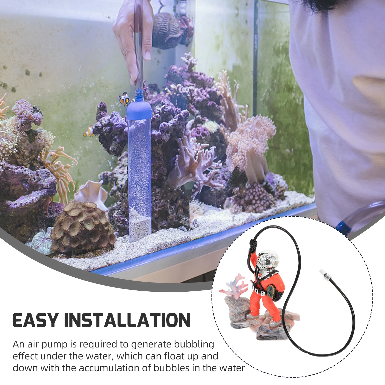 

Aerating Diver Ornament With Treasure Chest Bubbling Effect For Fish Tank Aquarium Decoration Diver Fish Tank Landscape Ornament