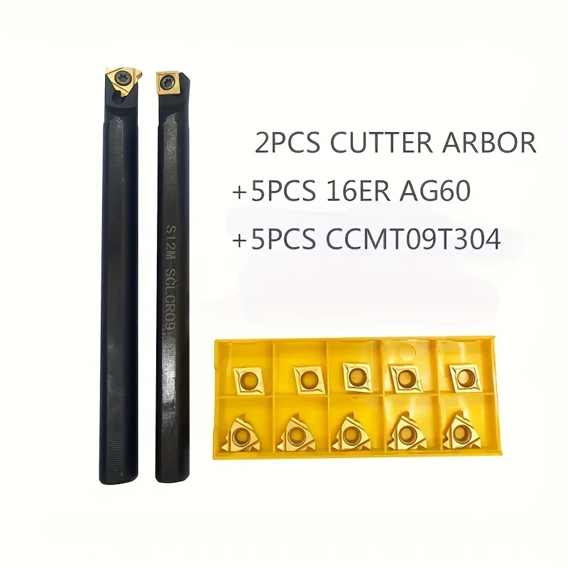 12pcs/set 1pc SNL0013M16+1pc S12M-SCLCR09+5pcs 16ER AG60+5pcs CCMT09T304 CNC  Turning Tool Holder Cutting With Indexable Inserts