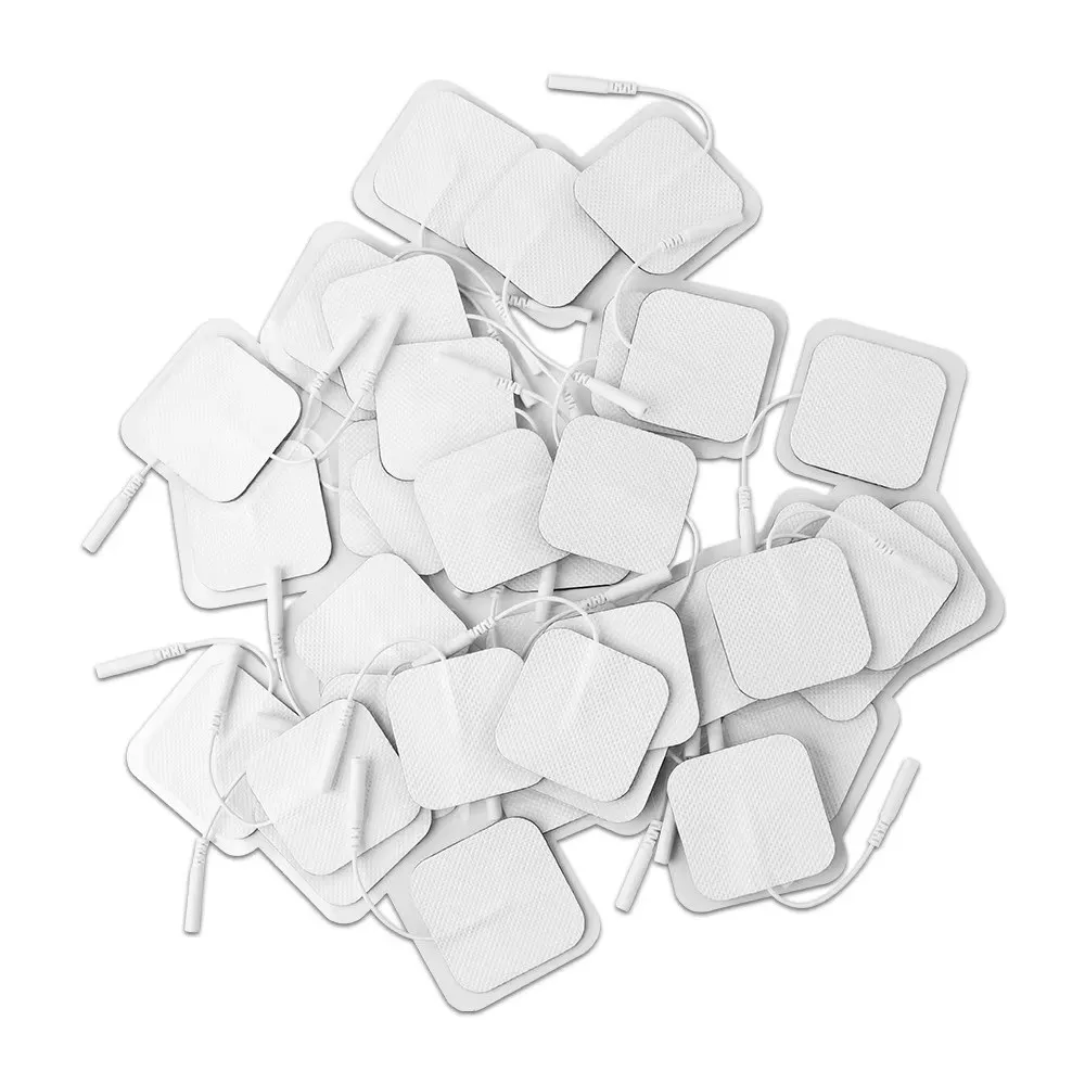 4 Pcs Pack 5x5cm Size TENS Unit Electrode Pads Self-Stick Adhesive Upgraded Self-Stick Self Adhesive Electrodes Non-Woven Fabric