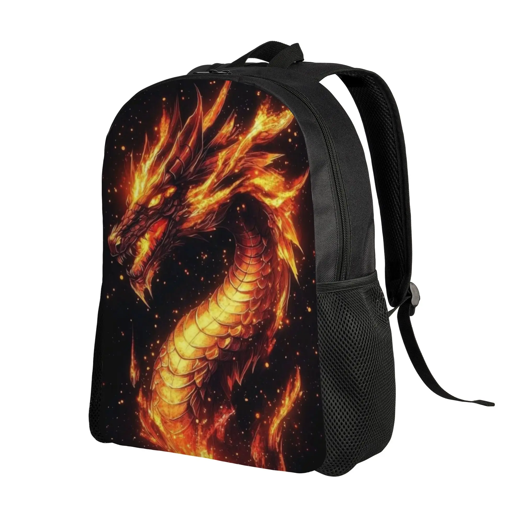 Back to school season Golden Fire Dragon Art Print Rucksack  High School Students Harajuku Design Backpack