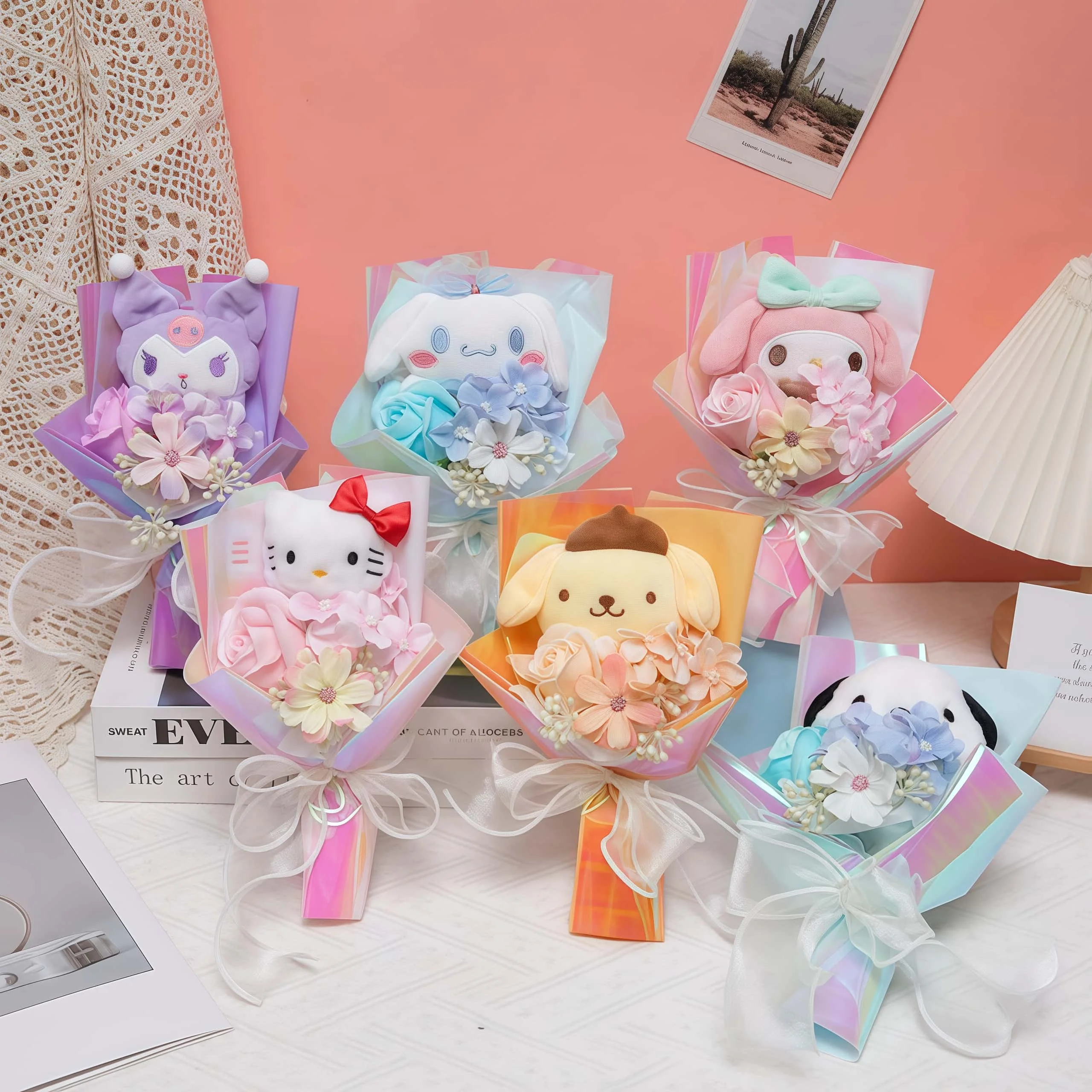 

New cartoon characters Hello kitty doll bouquet Creative souvenir bouquet Gift Girls Birthday Gift Children Bouquet Wholesale
