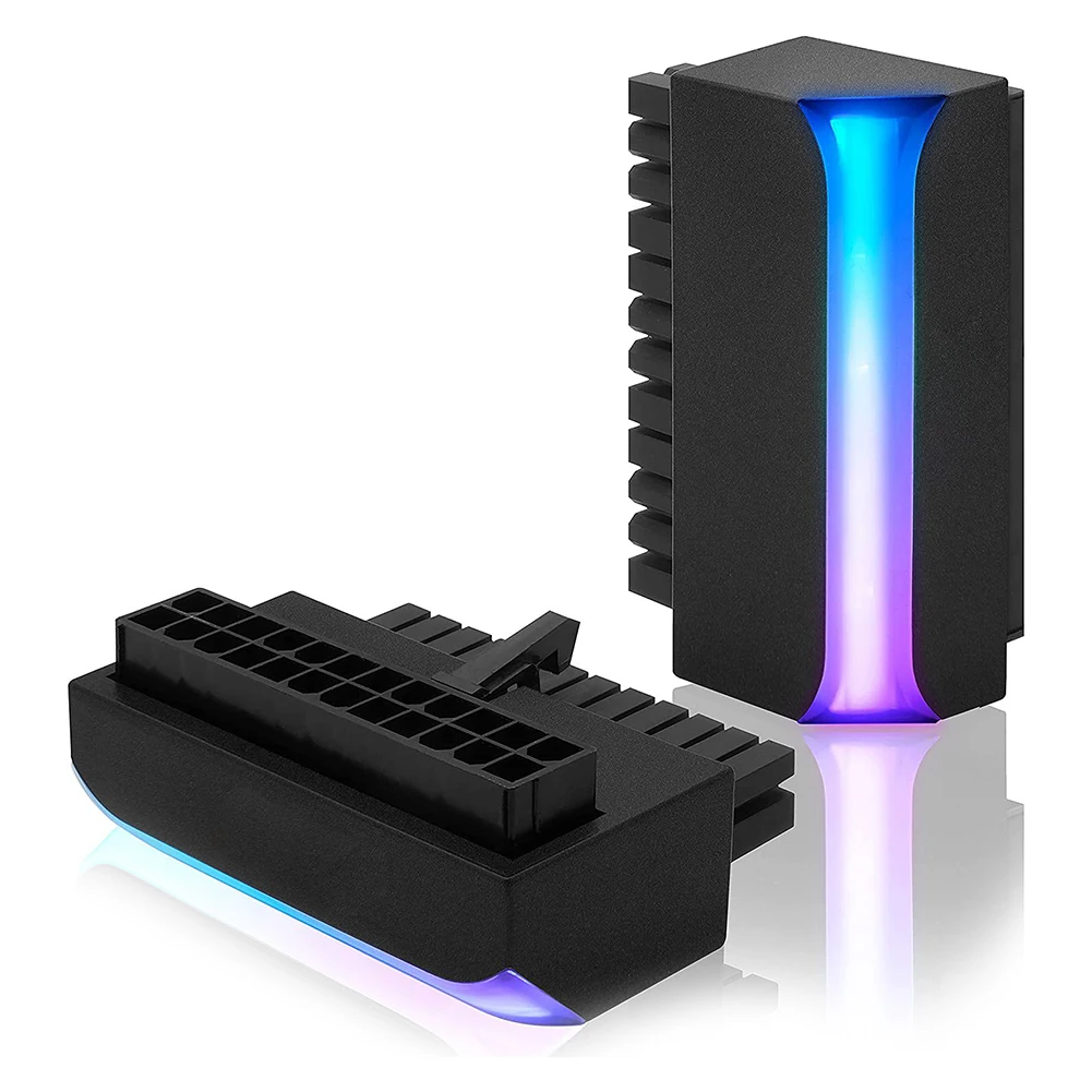 ATX 24-pin 90 درجة موصل الطاقة 5 فولت 3 دبوس ARGB 24 دبوس أنثى إلى ذكر موصل أنثى إلى ذكر مصدر الطاقة/محول الطاقة