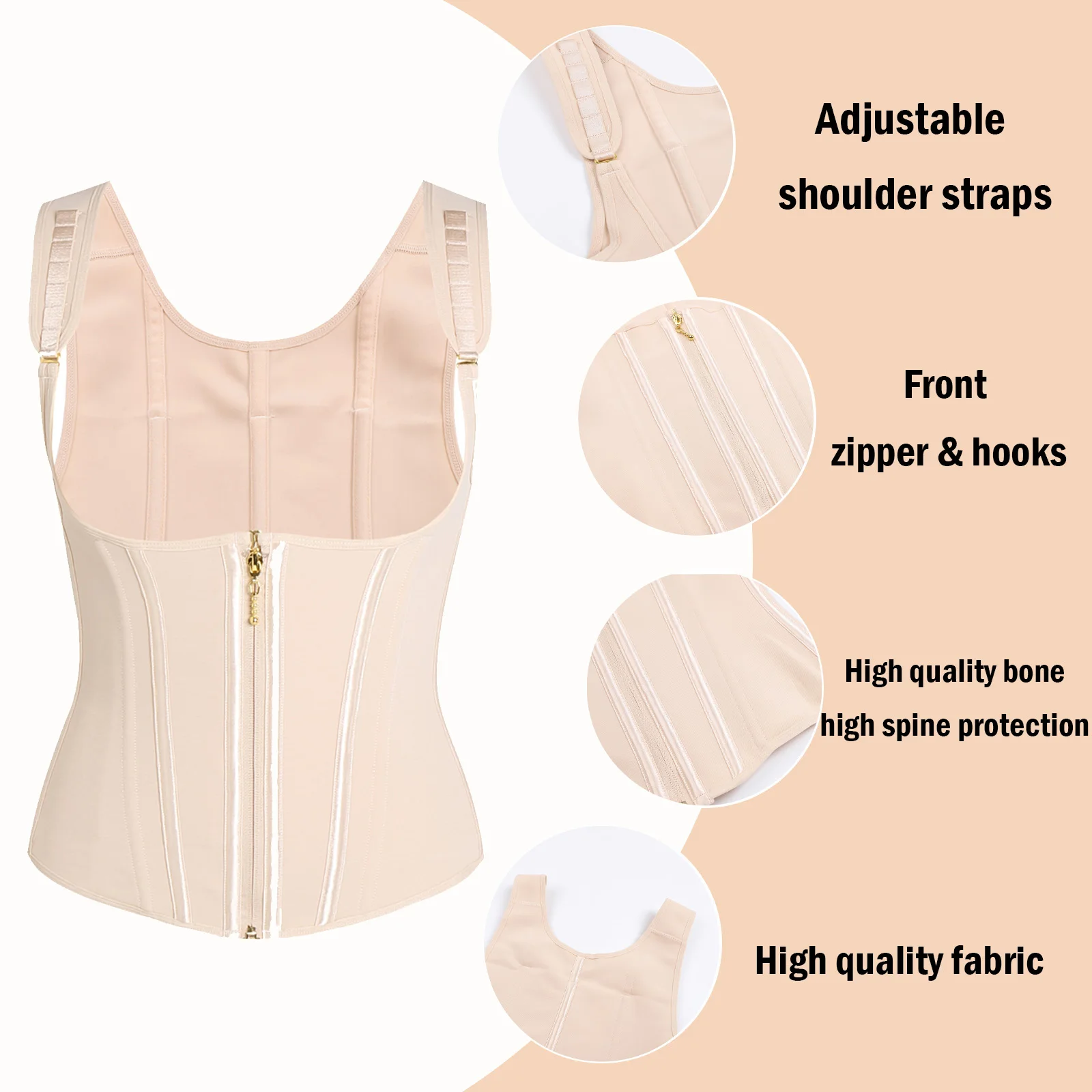 Fajas Colombians Girdles Hourglass Body Shaper Waistband Posture Correcting Waist Trainer Vest For Women Tummy Control Corset