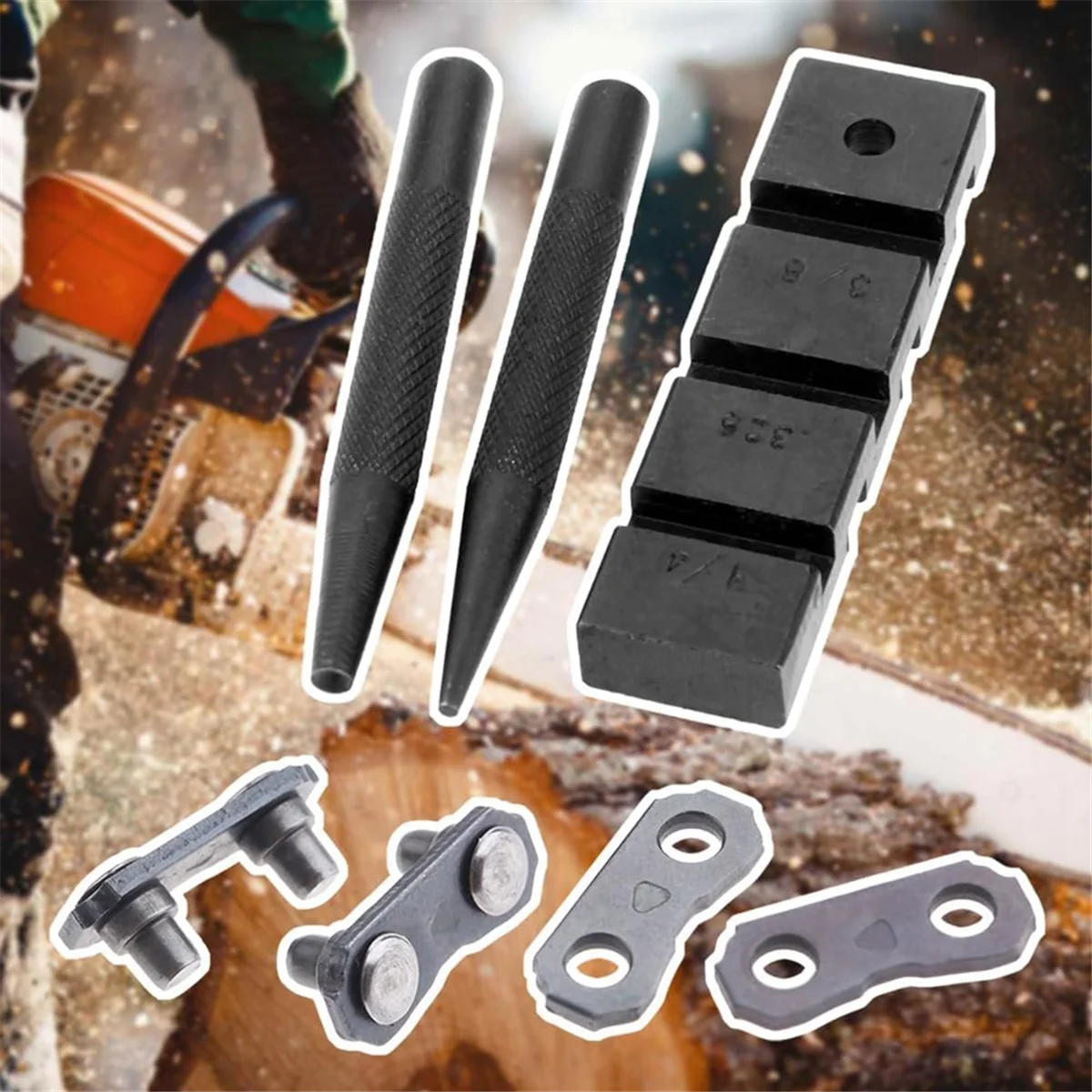 

3PCS Pocket Chainsaw Breaker Chain Saw Repairing Mending Tool Set with 10 Sets 0.325in Chainsaw Chain Joiner Link Repair Vogue