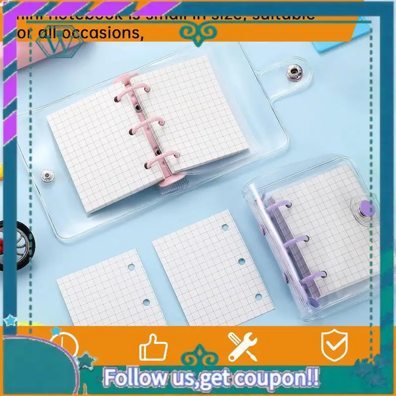 

A75Q-4 Pack Mini Transparent 3 Ring Binder Covers With Grid Inner Page And 12 Pcs Binder Pockets(3 Pcs/Set)