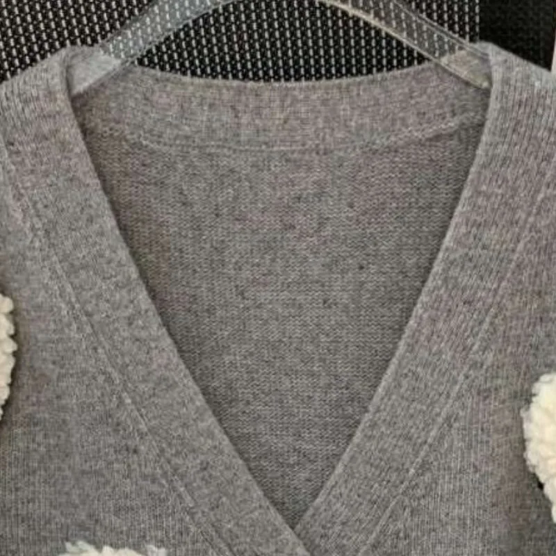 Dames Winter Herfst Tops Gebreide trui Vest V-hals Schapen Effen Kleur Slank Eenvoudig Los Ontwerp Hoog Nieuw Zacht Veelzijdig
