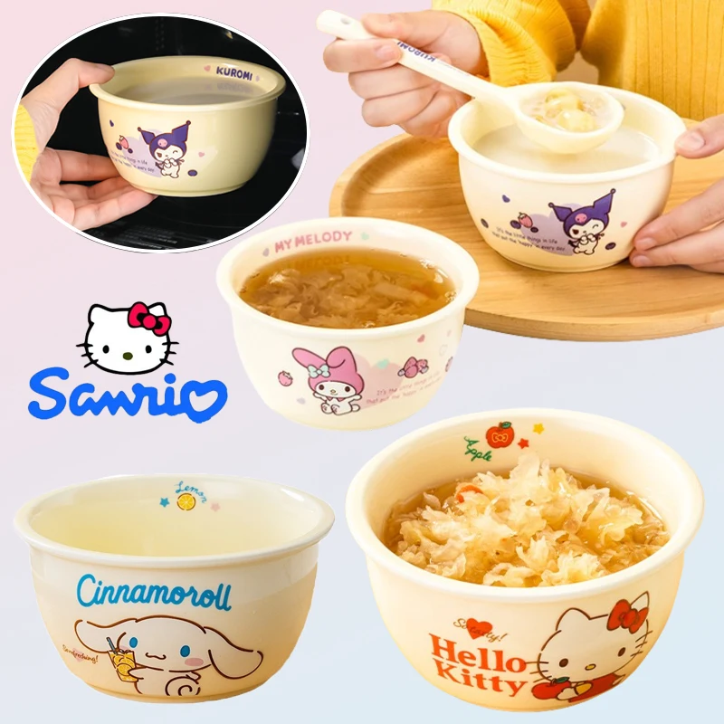 

Sanrio Hello Kitty Ceramic Bowl Cartoon Creative Kitchen Ramen Bowl Large Soup Noodle Salad Household Dishes Microwave Tableware