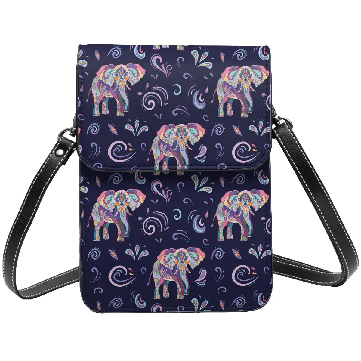 Abstract Elephant Shoulder Bag Flower Animal Boho Stylish Leather Travel Mobile Phone Bag Female Gifts Bags