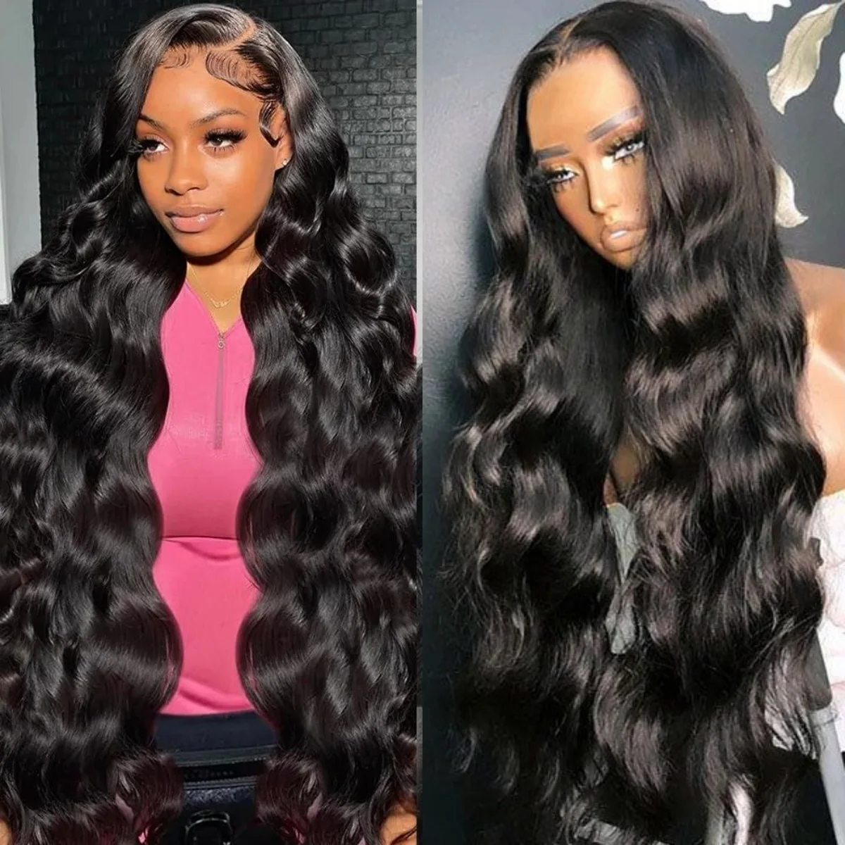 

Curly Natural Body Wave Lace Front Human Hair Wigs 13x6 HD Lace Frontal Wig Transparent 13x6 Full Frontal Wigs 34 Inch Long Hair