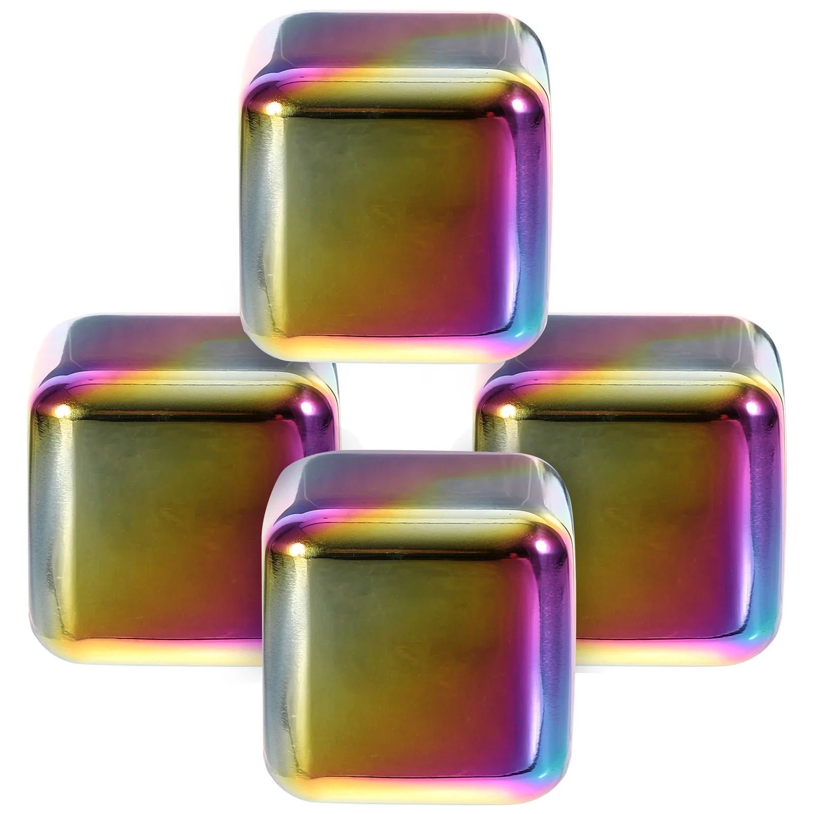 

4Pcs Reusable Stainless Steel Whiskey Ice Cubes Smooth Surface No Taste Destruction Home Bar Accessory Stainless Steel Ice Cubes
