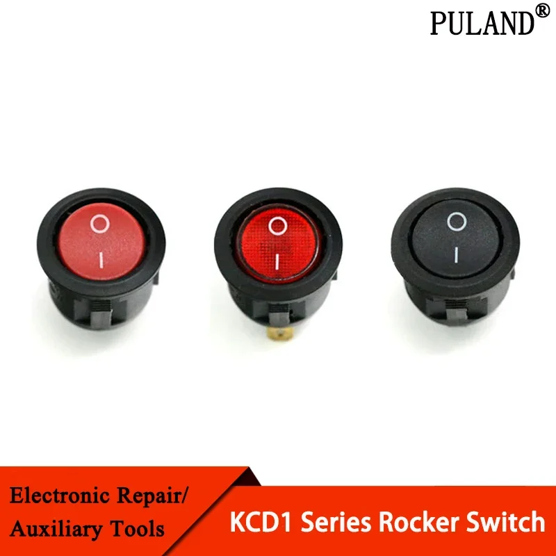 1/5PCS 23MM KCD1 Round Rocker Switch 2/3Pin ON-OFF-ON 2/3 Position 6A/250VAC 10A/125VAC SPST LED Car Push Button Switch