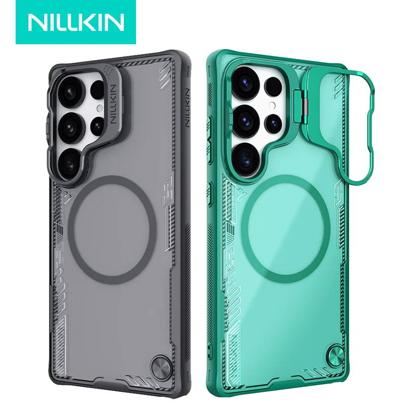 For Samsung Galaxy S25 Ultra Case Nillkin Iceblade Prop Magnetic PC+TPU Transparent Cover With Flip-style Camera Lens Stand