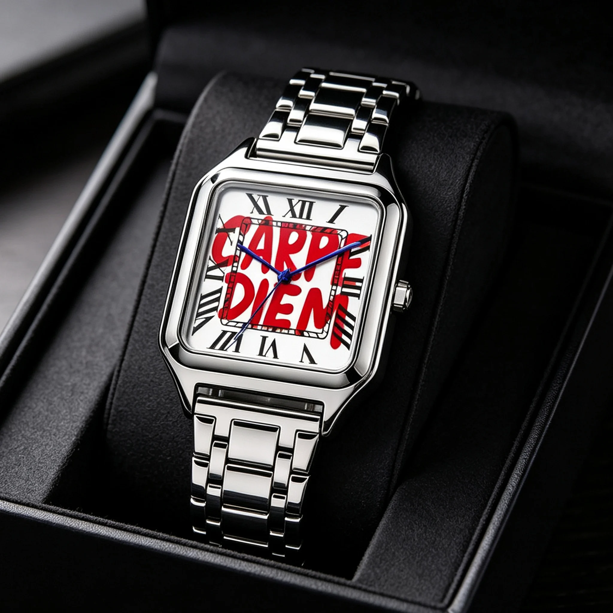 Men's Square Luxury Watch, with Large Dial in Arabic Numerals, 30-Meter Water Resistance, Elegant Design, Stainless Steel Strap,