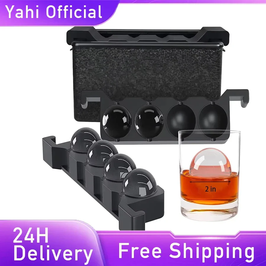 Eco-Friendly 2/4/8 Ball Clear Ice Maker Crystal Press Spherical Whiskey Tray Mould Bubble-Free Ice Cube Maker Ice Box Mold