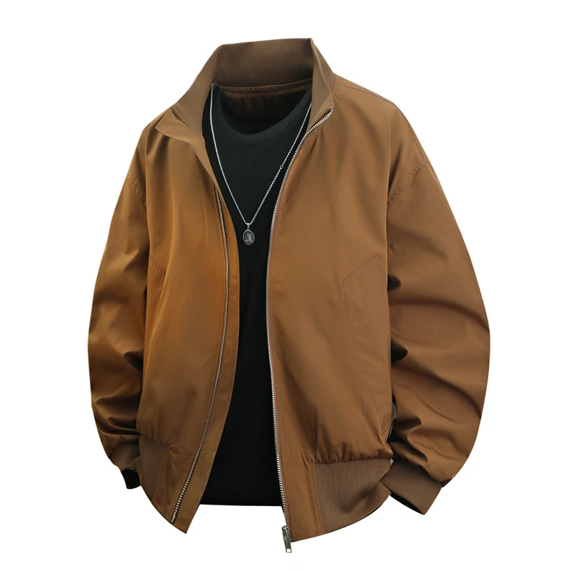 

Lightweight Casual Jackets Solid Mens Fashion Loose Style Big Pockets Bomber Jackets Full Zip Spring Fall Jacket Outwear