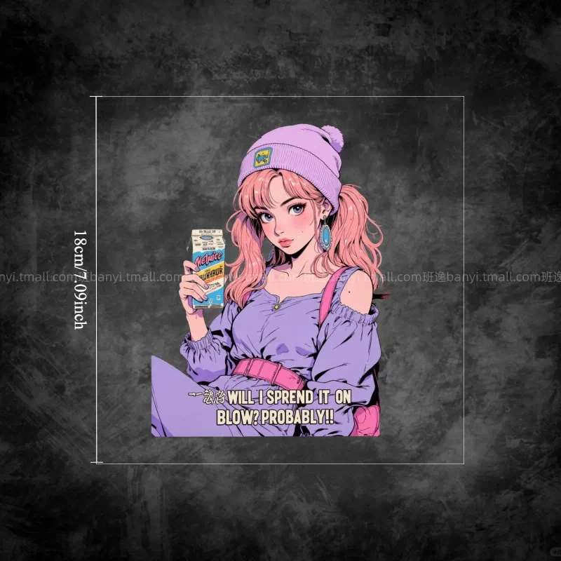 Trendy Sexy Anime Girl Car Stickers, Waterproof Sunproof Vinyl Decals for Auto Body, Computer Case & Scratch Cover Decor