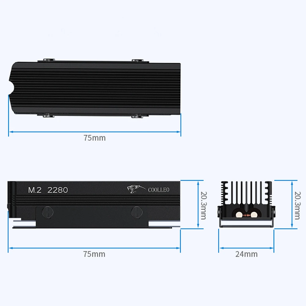 مبدد حراري M.2 SSD مع وسادة حماية من السيليكون محرك الحالة الصلبة المبرد SSD حشية تبريد لـ M.2 NVMe 2280 SSD
